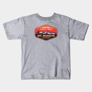 Mt Massive Colorado - 14ers Mountain Climbing Badge Kids T-Shirt